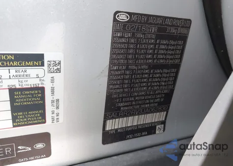 2018 Land Rover Discovery Hse z USA, uszkodzony, nr VIN SALRR2RV3JA062830